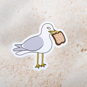 Seagull Vinyl Sticker: Funny Bird Meme, Beach Decor