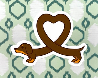Dachshund Heart Sticker | Cute Weenie Dog Gift for Dog Mom Sticker Funny Pet Gift for Dog Owner Sticker Kawaii Long Dog Sticker Doxie Decal
