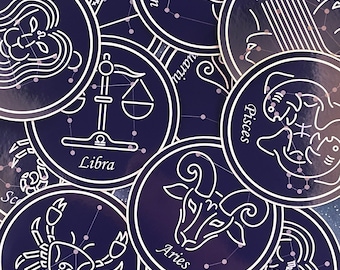 Zodiac Vinyl Sticker: Astrology Symbol, Constellation, Star Sign