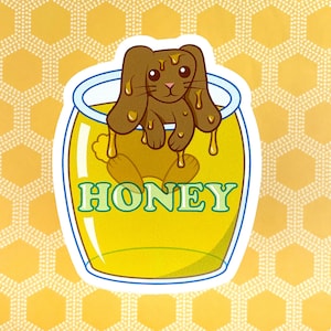 Sticker Honey Bunny | Cute Animal Lover Gift for Pet Lover Sticker Cute Bunny Sticker Kawaii Food Decal for Laptop Sticker Cute Stationary