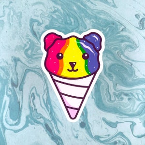 Sticker Bear Snow Cone | Kawaii Food Sticker Shaved Ice Sticker Ice Cream Cone Decal for Laptop Sticker Rainbow Aesthetic Cute Stationary