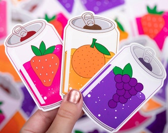 Fruit Soda Stickers | Soda Pop Can Stickers, Kawaii Fruit Stickers, Cute Dreamy Stickers, Waterproof Vinyl Decals for Water Bottle/Laptop