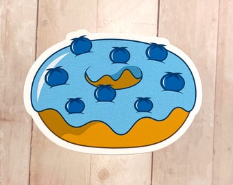 Blueberry Donut Sticker: Kawaii Food, Sweet Dessert, Laptop Decal
