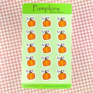 Pumpkin Sticker Sheet | Cozy Fall Stickers, Cute Mini Stickers, Cute Stationary, Vinyl Decals for Planner/Calendar/Scrapbooking/Journaling