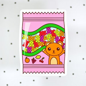 Sticker Gummy Bears | Cute Gummy Candy Kawaii Food Sticker Trendy Aesthetic Dreamy Decal for Water Bottle Sticker for Laptop Decal Colorful