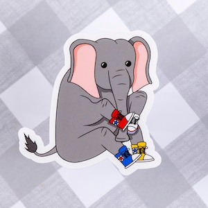 Sticker Elephant Shoes | Funny Animal Sticker for Water Bottle Decal Cute Aesthetic Sticker for Laptop Decal for Car Sticker Retro