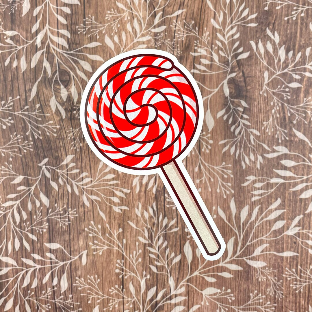 Candy Cane Sticker: Peppermint Lollipop, Waterproof Vinyl Decal - Etsy