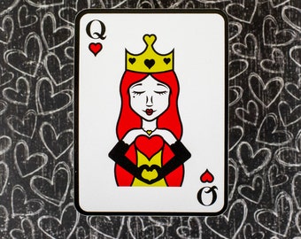 Queen of Hearts Vinyl Sticker: Witchy Book Lover Decal
