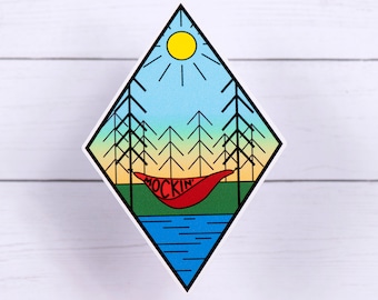 Hammock Sticker | Outdoorsy Sticker, Nature Lover Gift, Camping Sticker, Granola Girl Sticker, Waterproof Vinyl Decal for Car/Water Bottle