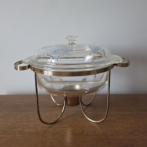 Vintage Mid Century Fire King Casserole Dish with Chafing Casserole Server