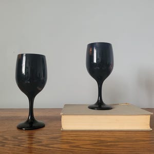 ヴィンテージ Libbey Premiere ブラックアメジスト ワイングラス 2個セット バーウェア