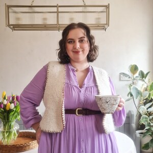 Shearling Waistcoat/ Vest/ Gilet Beginner Friendly Knitting Pattern Made with Boucle Yarn-Irena Wasitcoat