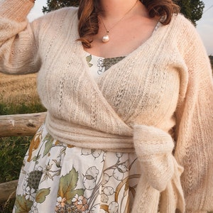 Drop Shoulder Wrap Lace Cardigan With Bow Intermediate Knitting Pattern Zosia Wrap Cardiagn image 7