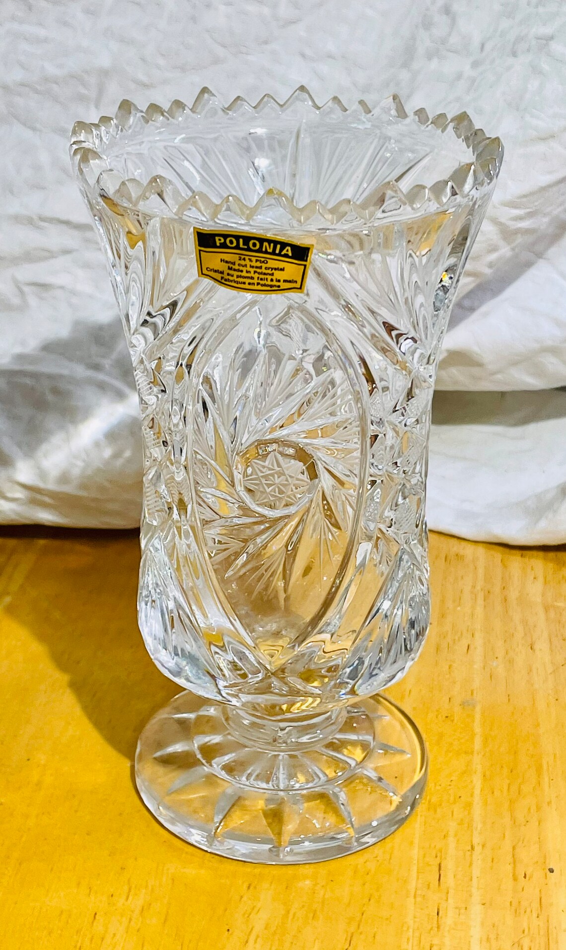 Vintage polonia 24 Lead Crystal Star Etched Vase/ Etsy Canada