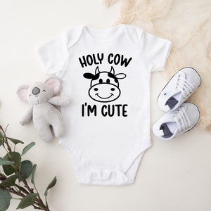 Holy Cow I&#39;m Cute Onesie®, Cow Baby Onesie®, Funny Baby Onesie®, Baby Shower Gift