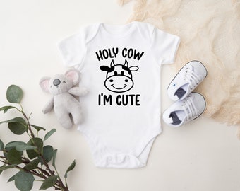 Holy Cow I'm Cute Onesie®, Cow Baby Onesie®, Funny Baby Onesie®, Baby Shower Gift