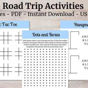 Printable Road Trip Activities, Road Trip Games, Travel Games, Printable Travel Games