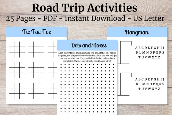 printable road trip activities road trip games travel games etsy