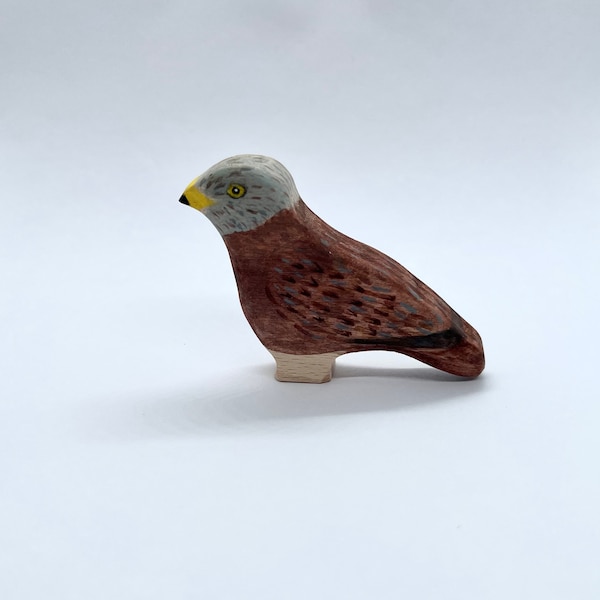 Red kite bird wooden toy pretend play Montessori Waldorf vegan
