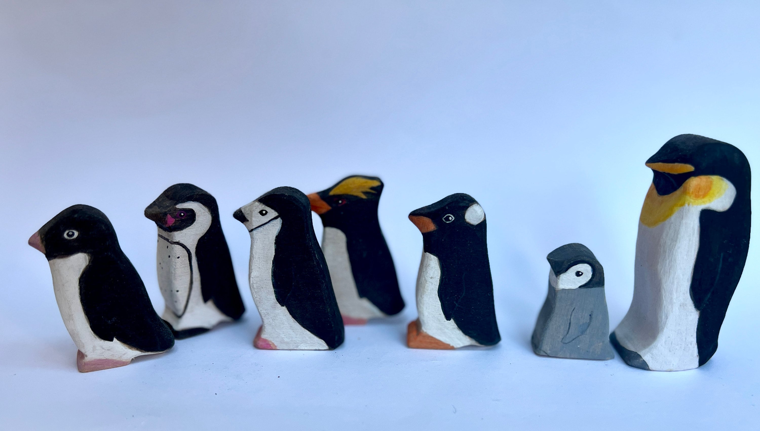 Wooden Penguins Emperor Chick Gentoo Humboldt Rockhopper