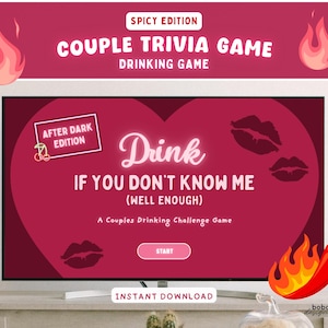 Digital Spicy Couple Drinking Game Dirty Couple Trivia Game Spicy Adults Date Night Editable Canva Dirty Truth or Dare Adults Foreplay Game