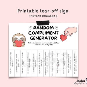Printable Random Compliment Generator Positivity Funny Office Cubicle ...