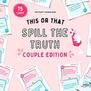 Printable Spill The Truth This or That Couple Drinking Game Card Adult Game Cards Digital Couple Game Cards Truth or Dare Date Night Games