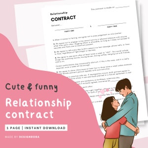 Relationship Contract - Funny Printable planner, Funny relation contract, Funny dating relation contract, Instant Download, Funny contract
