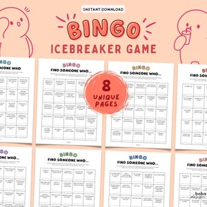 Printable Get to Know You Bingo Cards Find Someone Who Icebreaker Games Bingo Cards Team Building Game Get to know you Icebreaker questions