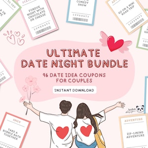 96 Printable Date Night Bundle Gutscheine für Paare Coupon Date Night Ideen Lustig druckbare Gutschein Buch Freund Lustige Gutscheine Date Night Glas