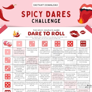 Printable Dirty Dares Game for Couple Spicy Couples Dice Game Spicy Date Night for Couple Date Night Dice Adult Truth or Dare Dirty Dice