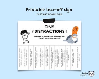 Printable Tiny Distraction Positivity Funny Office Sign Cubicle Decor Funny tear off Silly Office Decor Funny Break Room Printable Work sign