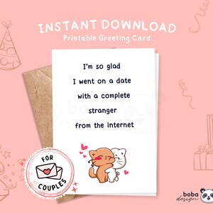 Ik ben zo blij dat ik op date ging met een Stranger Card Grappige kaart voor vriend Grappige afdrukbare liefdeskaart Leuke kaart Grappige verjaardagskaart voor hem