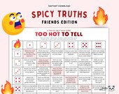 Printable Spicy Truths Dice Game Table Drinking Adult Party Game Hen Party Games Pre Drink Games Truth or Dare Game Night Dirty Dice Game