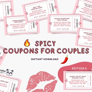 Coupons d&#39;amour épicé pour couple - Idées de rendez-vous amusants à imprimer, Coupons imprimables drôles pour couple Livre de coupons pour petit ami Coupons drôles pour adultes