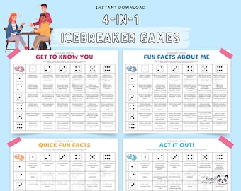 Printable Icebreaker Game Bundle Team Building Game Get to know you Icebreaker questions Fun Dicebreaker Game Roll the dice Table Talk Dice