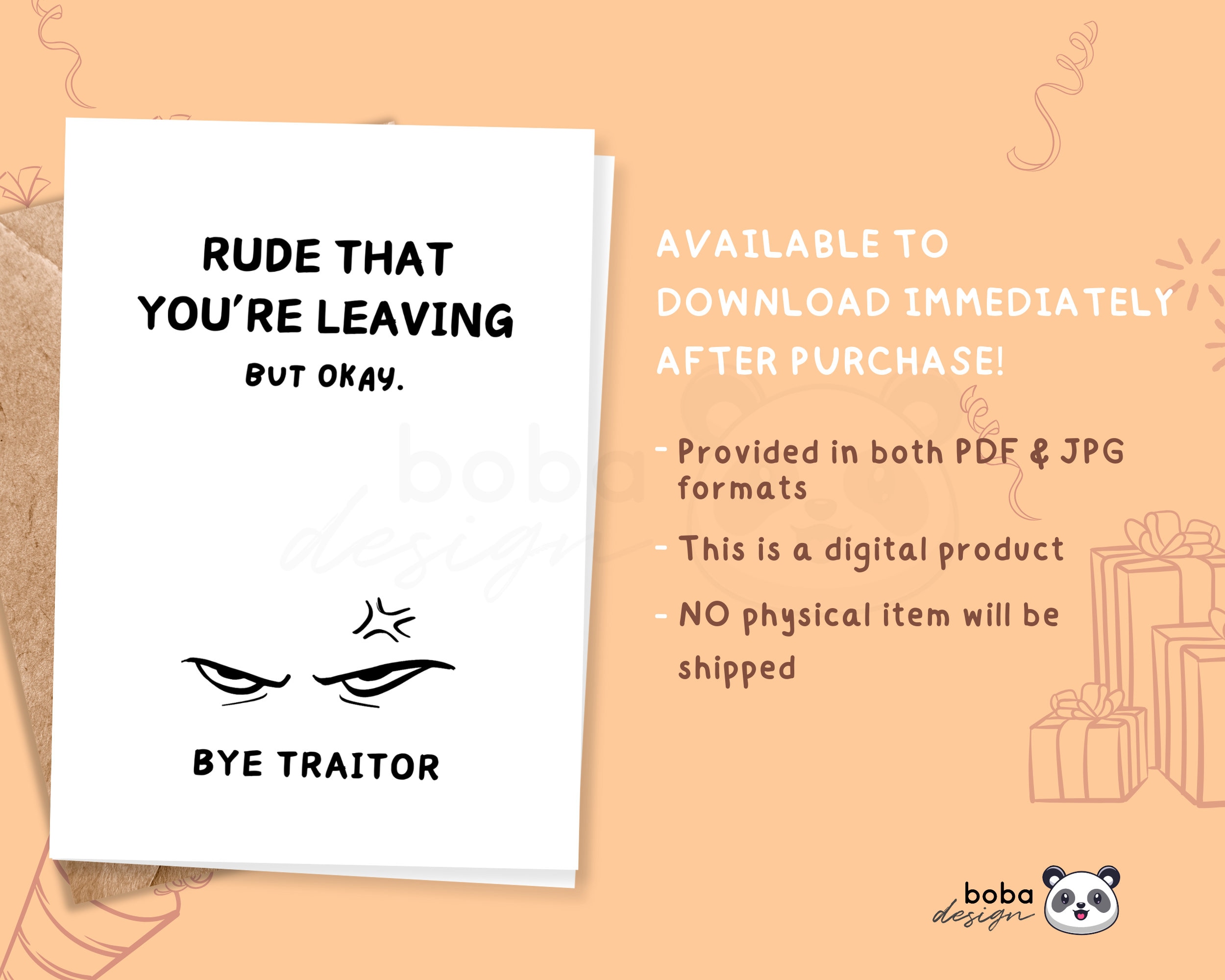 Printable Rude That You're Leaving Card, Funny Going Away Card for ...