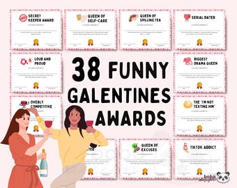 Printable Funny Galentines Awards Galentines Day Party Game Valentines ladies game night Valentines Party Games Most likely Galentines Game