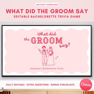 What Did the Groom Say? Bachelorette Party Game: Editable Trivia (Digital Download)