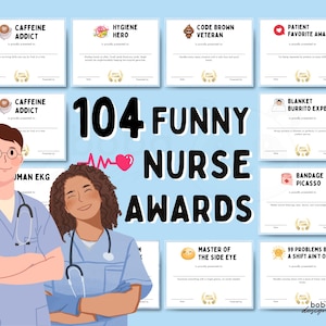 Printable Funny Nurse Awards Certificates Funny RN Appreciation Award Nurse Week Medical staff Award Funny Superlatives Funny Nursing Awards