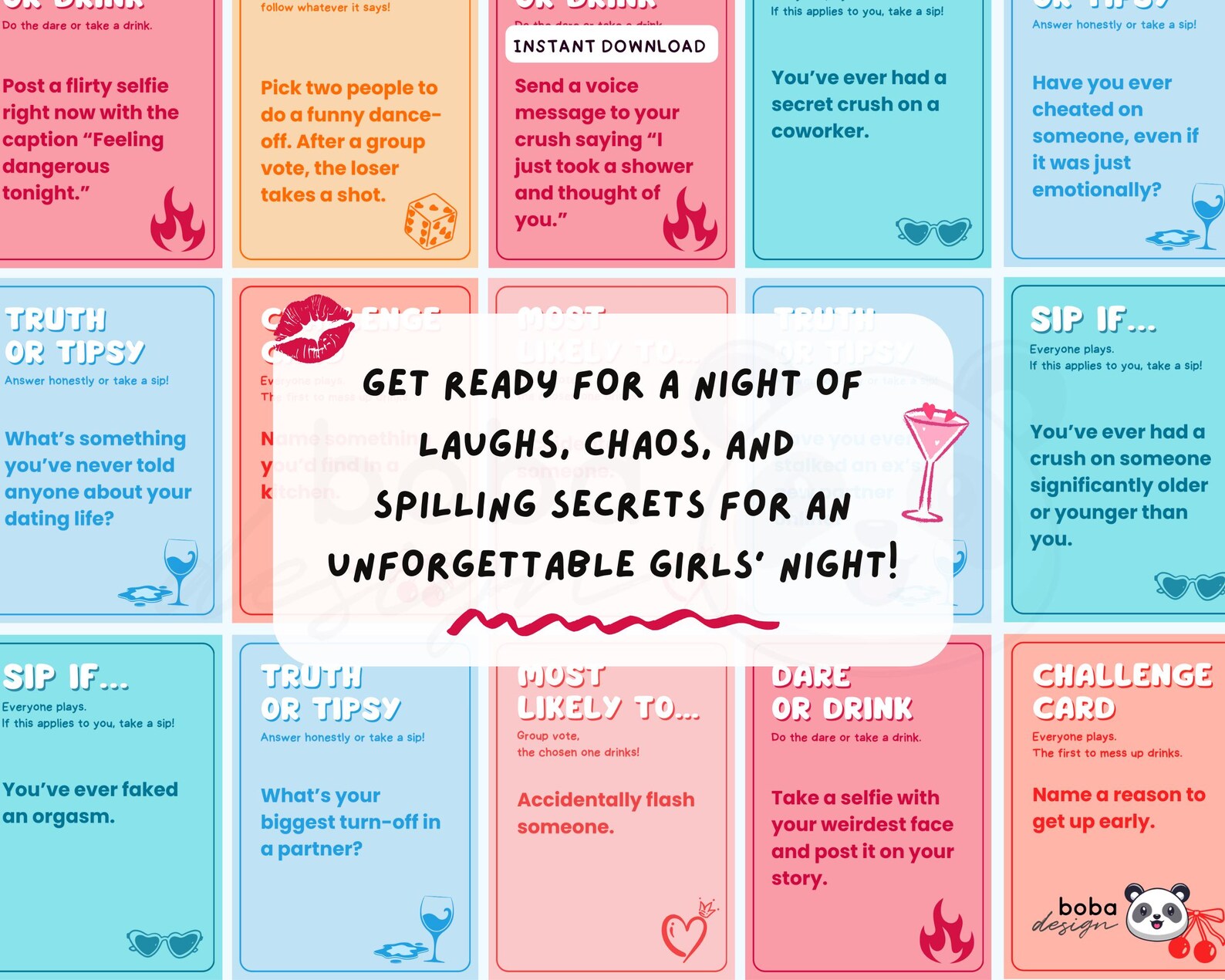Printable Girls Drinking Game Ladies Night Game Dirty Girls Night