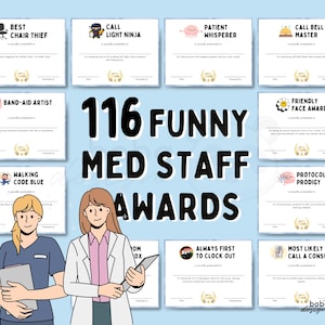 Printable Funny Medical Staff Awards Printable medical staff appreciation gifts Awards Funny Gift for Coworker Sacarstic Med staff Award