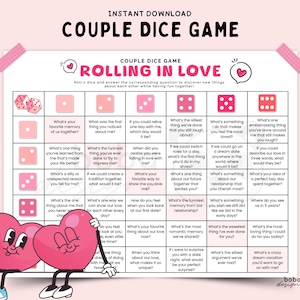 Printable Couples Dice Game Romantic Game for Couple Dicebreaker Date Night Dice Date Night Game Adult games couples Relationship games