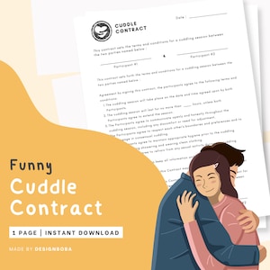 Contract knuffelvrienden - grappig afdrukbaar contract, grappig knuffelcontract, grappig knuffelcontract, instant download, grappig cadeau beste vriend