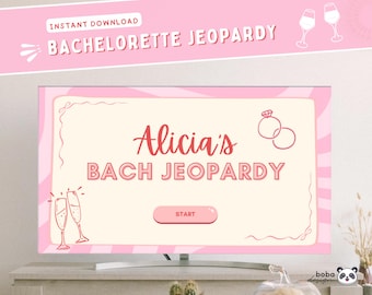 Braut Bachelorette Jeopardy Template Canva Trivia Editierbare Spiel Rosa Braut Jeopardy Bachelorette Game Template Editable Party Game Bach
