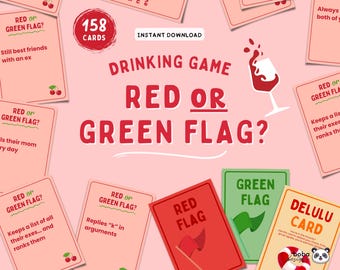 Printable Red Flag Green Flag Game Drinking Game Girls Bachelorette Game Girls Night Digital Friendsgiving Game Bride Drinking Game Hen Do
