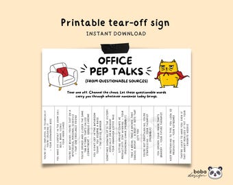 Printable Office Pep Talks Positivity Funny Office Sign Cubicle Decor Funny tear off Office Wall Decor Funny Break Room Printable Work sign