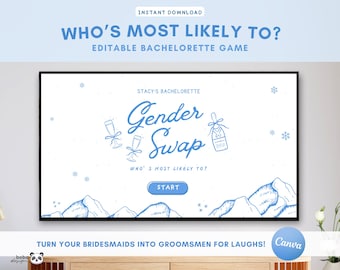 Gender Swap Bachelorette Party Game: Bridesmen Edition (Canva Template Digital Download) Apres Ski Bachelorette Jeopardy