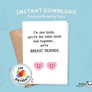 Ami du sein drôle imprimable pour meilleure amie Carte d'anniversaire drôle besties Carte d'anniversaire drôle pour lui pour son anniversaire Carte d'humour sarcastique