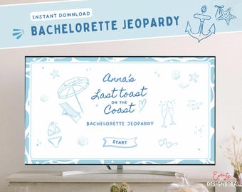 Last Toast on The Coast Bachelorette Jeopardy Game Modèle modifiable Bach Trivia Game